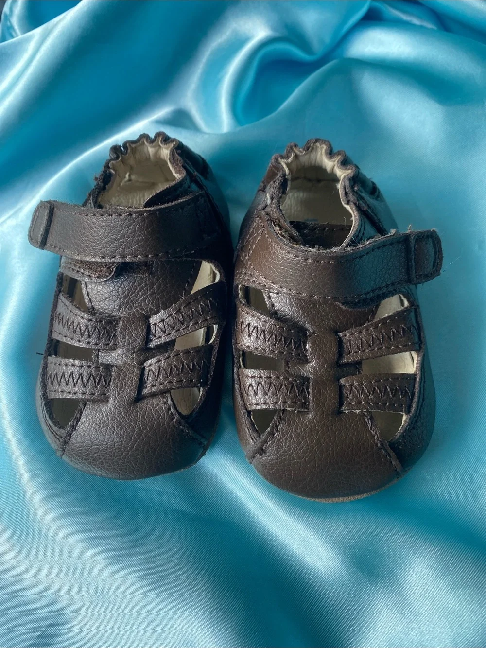 Robeez Brown Leather Baby Sandals - Comfortable Infant Shoes